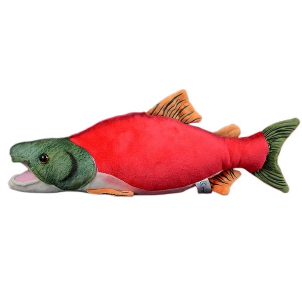FRANKIEZHOU Simulation Sockeye Salmon Plush-Red 15",Soft Fish Stuffed Animal,Cuddly Toys,Children's Day Gifts for Kids,Girls Stuff