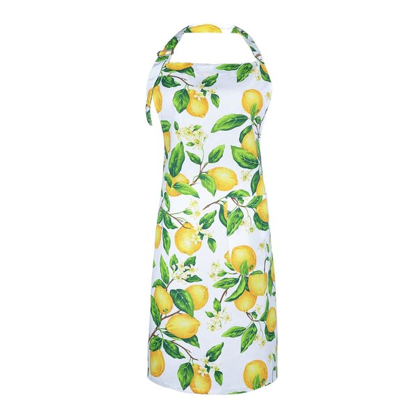 G2PLUS Thick Lemon Cotton Women's Kitchen Apron, Adjustable Lemon Apron, Cooking Baking Garden Chef Apron with Pocket, 30 x 25 - inch