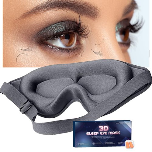 Eye Mask for Lash Extensions, Gray Sleep Mask for Lash Extensions for Women Men, 3D Contoured Lash Extension Sleep Mask, Lash Protector Breathable Soft Shade Cover for Travel Yoga Nap