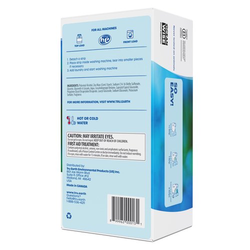 Tru Earth Compact Dry Laundry Detergent Sheets, Bulk, up to 768 Loads (384 Sheets) - Paraben-Free - Original Eco-Strip Liquidless Laundry Detergent, Travel Laundry Sheets - Fresh Linen