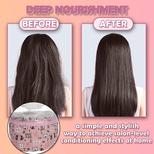 Heat Cap for Deep Conditioning, Adjustable Oil Treatment Electric Heat Hair Steamer Cap Intelligent Temperature Control Hair Care Hat Portable Hair SPA Cap Detachable Hair Care Tool for Home Use