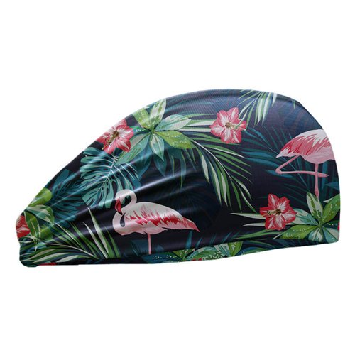 SAE99 Headband, Sweatband, Head Wrap, Soft Stretchy Headband, Sport Yoga Headband Fits All (Tropical Flamingo)