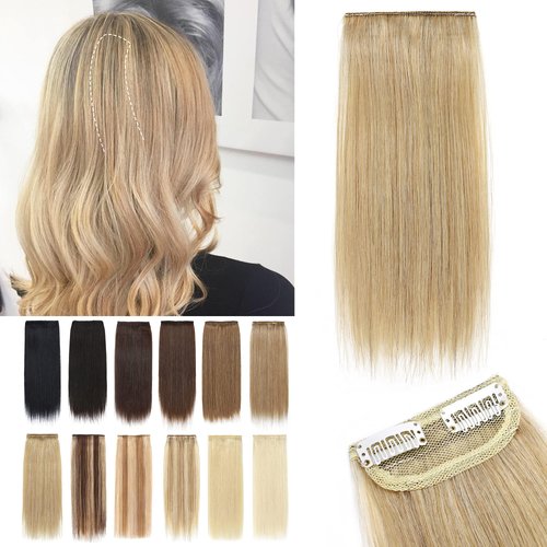 SEGO 2 Pcs Short Hair Extensions Clip in Human Hair 6 Inch 20g Hairpiece Human Hair Toppers for Women With Thinning Hair Adding Hair Volume /24 Natural Blonde