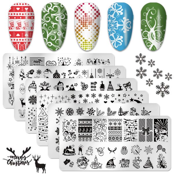 SILPECWEE 6 Pieces Valentine's Day Nail Stamp Nail Stamping Plate Holiday Heart Nails Design Nail Stencils Nail Art Template Nail Polish Stamp Tools Nail Art Accessories for Acrylic Nails