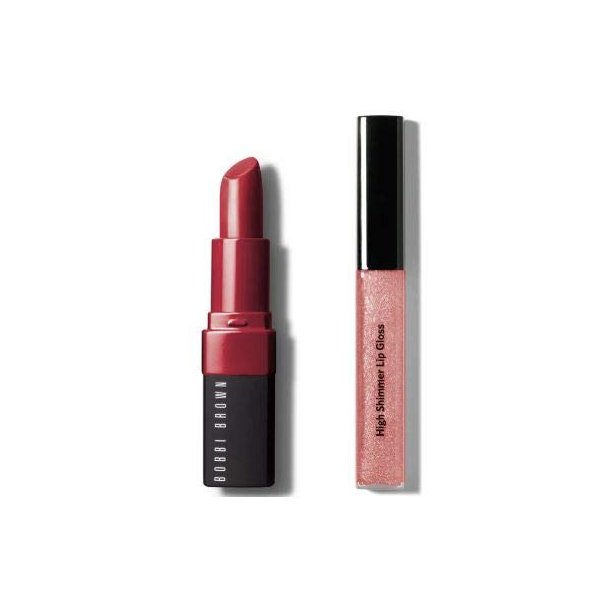 Bobbi Brown PRETTY POUT LIP SET Full size lipstick and gloss set Full Size Crushed Lip Color in Plum and Lip Gloss in Bellini