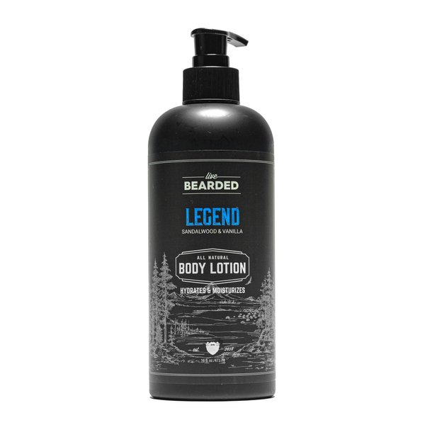 Live Bearded Premium Men's Body Lotion - All-Natural Hydrating Formula - Aloe Vera, Coconut Oil, Avocado Oil - Moisturizing Body Lotion for Men, Mens Lotion for Dry Skin - Legend Scent