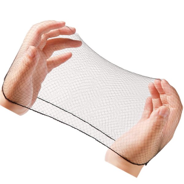 ICD Hair Net 100Pcs 20Inches Individual Packed Invisible Hair Nets Elastic Edge Mesh Hairnets for Food Service Women Buns Ballet Cooking(Black)