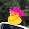wonuu Car Dashboard Duck, Car Ornament Rubber Ducks Decoration Accessories with Cowboy Hat Sunglasses Necklace Swim Ring, Heart Glasses+Cowboy Pink+Pink