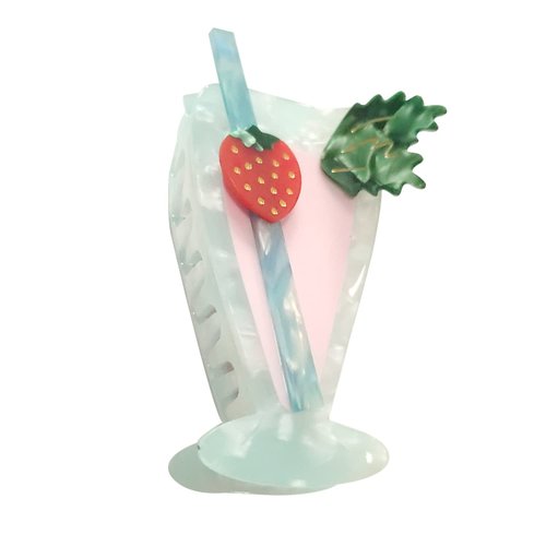 Strawberry Mojito Cocktails Claw Clips,Cellulose Acetate Hair Clips,Small Claw Clips for Women