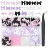 qiipii 5 Styles Bows Nail Charms 3D Black White Pink Purple Bowknot Charms for Nails Crafting Flatback Half Pearls Beads Nail Art Supplies Jewels Decor for Acrylic Nails Face Eyes Makeup DIY Crafts