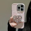 WUOJI Cute Glitter Color Heart Shape Collapsible Expandable Multi Functional Mobile Phone Grip & Kickstand(Pink)