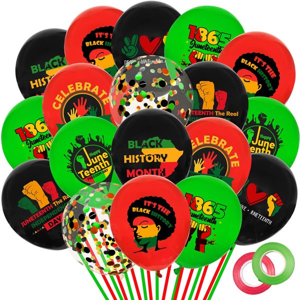 Happy Juneteenth Balloons, Happy Juneteenth Decorations, Freedom Day Patriotic Party Supplies, Africa American Independence Day Party Decorations,Latex Balloons for Juneteenth Party Decorations- 40Pcs
