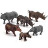 6 PCS Rhinoceros Wild Animal Model Figures Dicerorhinus Sumatrensis Figurines Family Party Favors Supplies Cake Toppers Decoration Set Toys for 5 6 7 8 Years Old Boys Girls Kid Toddlers