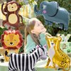 Whaline 10Pcs Jungle Animal Balloons Lion Monkey Elephant Safari Animal Balloons Wild Zebra Leopard Foil Balloons with Straw for Party Celebrations Decor Supplies