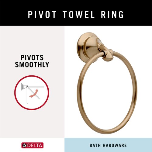 DELTA FAUCET 79446-CZ Linden Wall Mounted Towel Ring in Champagne Bronze