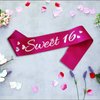 LXYXUUN Sweet 16 Sash Pink, Silver Foil Birthday Sash for 16th Funny Birthday Party Decorations, Girl Sweet 16 Bday Sash Gift Ideas