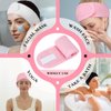 Whaline 3Pcs Spa Facial Headband White Black Pink Head Wrap Terry Cloth Waffle Adjustable Makeup Headband for Bath Sports Washing Face Shower