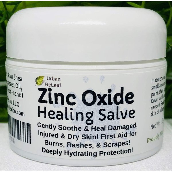 Urban ReLeaf Zinc Oxide Salve ! Gently Soothe & Heal Damaged, Injured & Dry Skin! First Aid, Burns, Rashes, Scrapes! Deeply Hydrating Protection. 100% Natural! Safe for delicate skin of all ages.