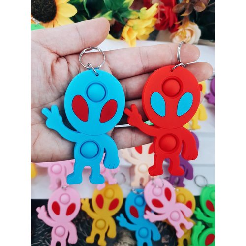 Roaqua 24 Packs Mini Backpack Pop Fidget Bubble Toys, Bulk Classroom Students Prizes Birthday Party Favors Gifts (24 Alien), Bule Yellow Red Pink