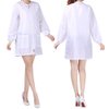 TopTie Satin Long Sleeve Salon Smock Unisex Hair Stylist Barber Cape Jacket Pet Grooming Work Clothes-White-L