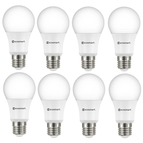 EcoSmart 60W Equivalent Soft White A19 Non Dimmable LED Light Bulb (8-Pack)