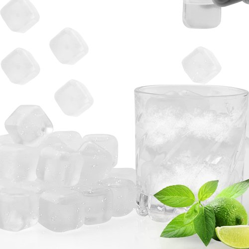 Reusable Ice Cube for Drinks, Square Plastic Ice Cubes 30 Pack, Refreezable Plastic Ice Cubes Without Diluting, Easy to Use Washable Non-Melting Fake Ice Cube for Coffee, Whiskey, Cocktails, White…