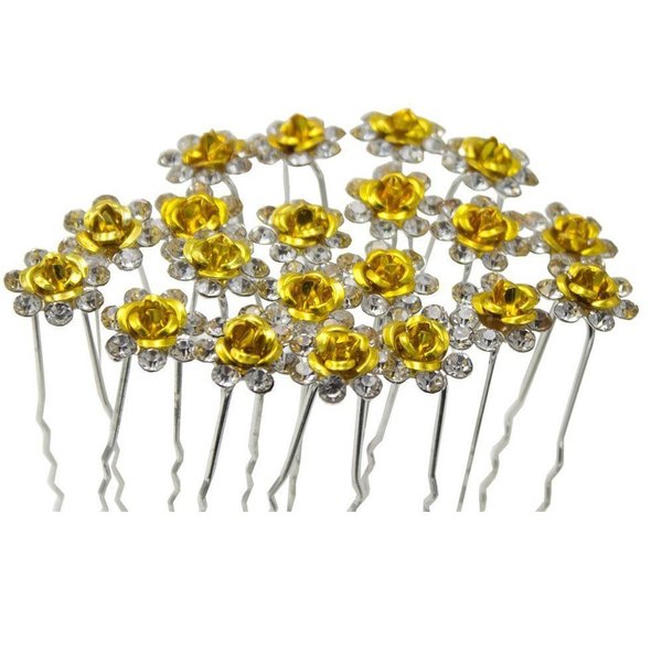 Nestarfactory Rose U-sharped Design Collection Metal Hair Pins Pack of 20 (Golden)