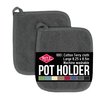 Ritz Terry 100% Cotton Potholders - Heat Resistant, Ergonomic Grip, Machine Washable - Graphite, 2-Pack