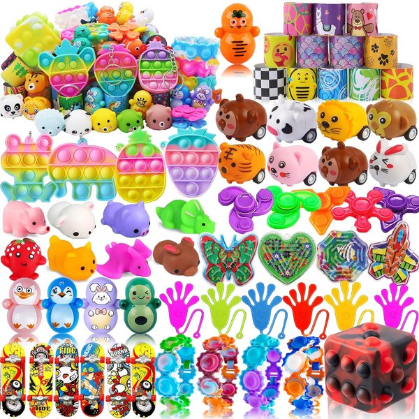 56 Pcs Pop Party Favors for Kids, Fidget Treasure Box Toys, Classroom Prizes, Pinata Filler Goody Bag Stuffers, Treasure Chest, Carnival Prize Box Toys for Boys Girls, Easter Basket Eggs Fillers