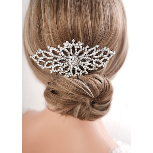 Rumtock Vintage Bohemian Silver Hair Comb Rhinestones Beaded Stunny Hair Jewelry for Wedding Brides Bridesmaid Women Girls Speical Occasion Hair Accessories
