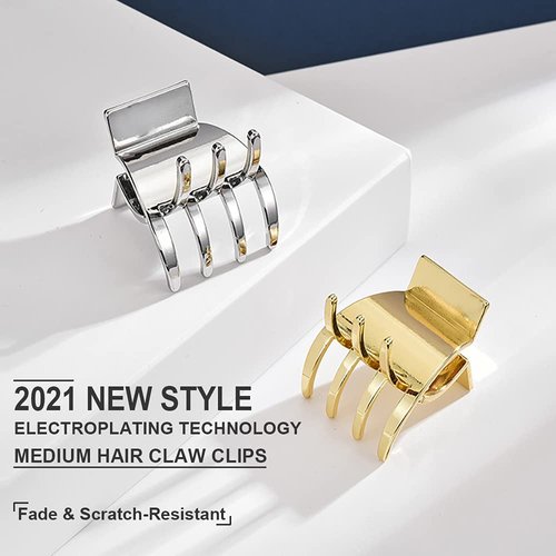 Small Hair Claw Clips Metal Hair Clips for Women Girls Fine Hair, 1.3 Inch Medium Claw Clips for Thick/Thin Hair, Non Slip Hair Jaw Clips Strong Hold Hair Clamps with Gift Box (4 Pack)