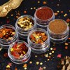 Thanksgiving Fall Maple Leaf Nail Art Glitter Flakes, Mixed Golden Orange Manicure Fine Glitter Powder, Gold Hexagon Glitter Sequins Supplies for Women Manicure Charms Decorations False Nails Crafts