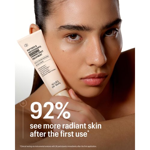 Allies of Skin Peptides & Antioxidants Advanced Firming Daily Treatment with 13 Brighteners, 9 Antioxidants, 7 Firming Peptides, 5% Teprenone & Ferulic Complex and 3% Biotech Algae Complex 48ml/1.6oz