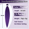 Purple Braiding Hair Extensions 16 Inch Pre stretched Braiding Hair Hot Water Setting Synthetic Hair Pre Stretched Crochet Braids Hair(16 Inch,3 Packs,Purple#）