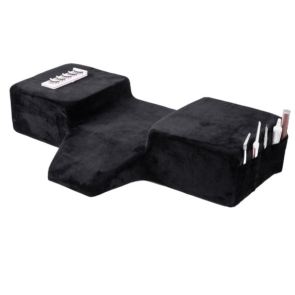 Sankell Beauty Salon Lashing Pillow,Comfortable Velvet Memory Foam Eyelash Extension Pillow,Ergonomic Neck Pillow,Protect The Neck When Used for Lash Extension Grafting Make Up(Black)