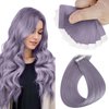Sunny Hair Tape in Hair Extensions Human Hair Purple Real Hair Tape ins Extensions Purple Tape in Natural Hair Extensions Colored for Cosplay Party 10pcs 14inch
