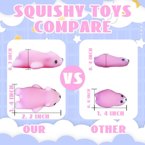 Cocurb Squishes 40 Pcs Tiny Mochi Squishy Toys for Kids Age Over 3 Years Old,Kawaii Squishy Animals, Party Favors for Kids, Stress Relief Toy for Boys Girls Birthday Present, Goodie Bag Stuff