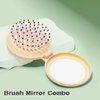 Arthaxi Travel Hair Brush with Small Mirror, Compact Mirror with Mini Hair Brush Kit, Folding Hairbrush for Girls, Foldable Hair Comb with Mirror Portable Size in Purse or Backpack, Light Baby Yellow