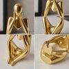 FJS Gold Decor Thinker Statues for Table Decor Abstract Art Sculpture Set of 3 Golden Resin Figurines Decorations for Home Living Room Office Shelf Decoration