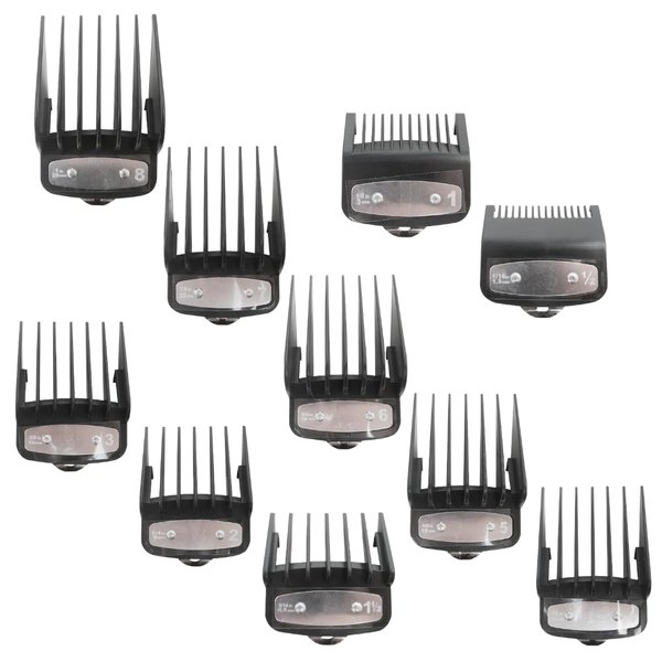 New Version 3170-400 Hair Clipper Guards Guides Set, 10pcs 1/16", 1/8", 3/16", 1/4", 3/8", 1/2", 5/8", 3/4", 7/8" and 1" Cutting Guides for Wahl Babyliss PRO Surker K7S/K9C/K9S