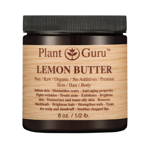 Lemon Body Butter 8 oz. 100% Pure Raw Fresh Natural Cold Pressed. Skin Body and Hair Moisturizer, DIY Creams, Balms, Lotions, Soaps.