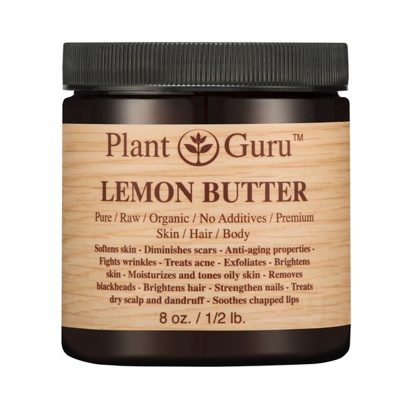 Lemon Body Butter 8 oz. 100% Pure Raw Fresh Natural Cold Pressed. Skin Body and Hair Moisturizer, DIY Creams, Balms, Lotions, Soaps.