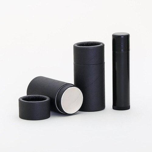 1/2 OZ (Short) Black Kraft Paperboard Lip Balm/Cosmetic/Lotion Tubes (25)