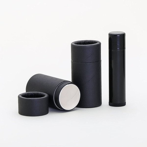 1/2 OZ (Short) Black Kraft Paperboard Lip Balm/Cosmetic/Lotion Tubes (25)