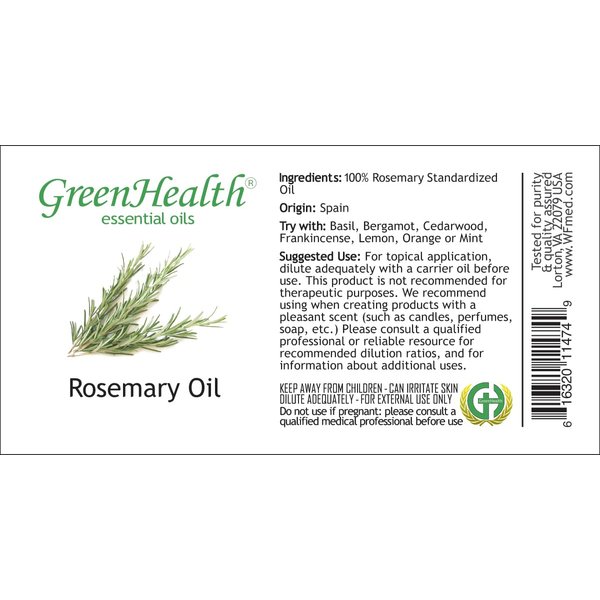 Rosemary Essential Oil – 4 fl oz (118 ml) Glass Bottle w/Cap – 100% Pure Essential Oil – GreenHealth