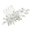 SAMKY Flower Bouquet Bridal Wedding Tiara Hair Comb - Silver Plated Crystals Faux Pearls FC040