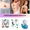 6 Sheet Women DIY Realistic Temporary Tattoos,Strong Adhesive Fake Temporary Tattoo for Birthday Pool Beach Party Decorations Supplies|Girls Face,arm,lower back,Body Waterproof Tattoo Stickers(Blue)