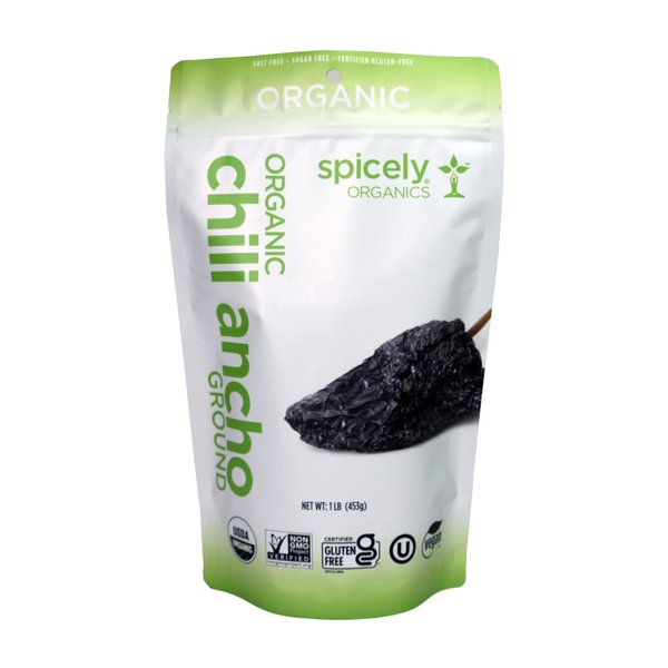 Spicely Organic Chili Ancho Ground 1 Lb Bag Certified Gluten Free