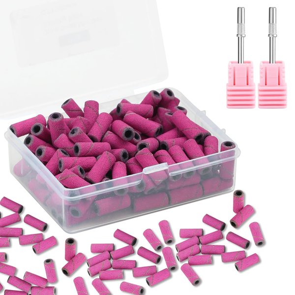 C12rtive 100 Pcs 3mm Small Sanding Bands & 2Pcs Small Mandrel Bit Sanding Bands for Nail Drill,240# Upgrade 3mm Mini Sanding Bands for Professional Manicures and Pedicure with Stainless Steel Shaft