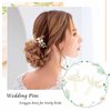 Foryysa Bridal Wedding Hair Pins for Women Gold Rhinestone Pearl Flower Headpiece Elegant Vine Leave Handmade Headwear Sparkly Design (2 pcs)